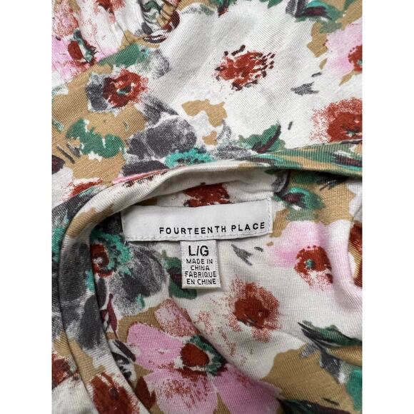 Fourteenth Place Midi Floral Print Cutout Dress  Size L - Picture 6 of 8